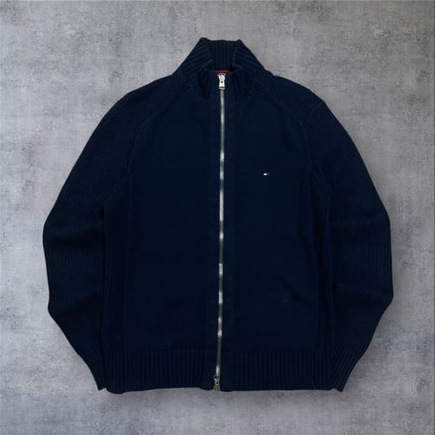 타미힐피거 스몰 로고 네이비 니트 집업