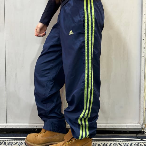 90s adidas 네이비 & 그린 트랙 팬츠