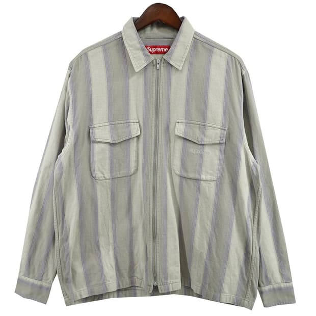 Supreme 23AW Stripe Flannel Zip Up Shirt