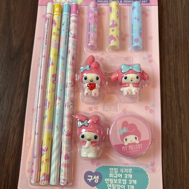 마이멜로디 피규어 연필&보호캡 세트