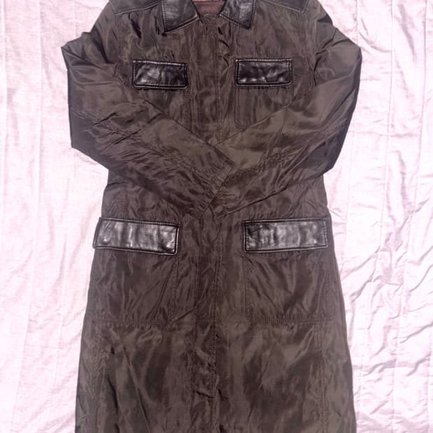 90s 프라다 레더 나일론 코트