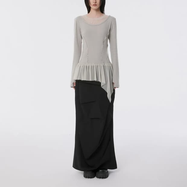플레어업 Layered Lace Frill Long Sleeve