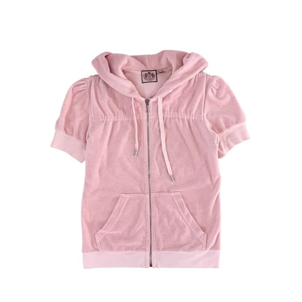 쥬시꾸띄르 핑크 반팔 후드집업 m