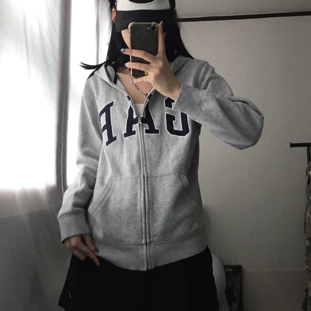 갭 그레이 후드집업