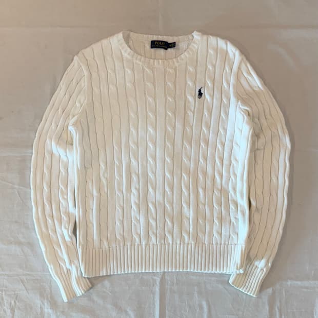 폴로 랄프로렌 꽈배기 케이블 니트 화이