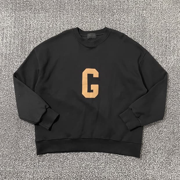 빈티지9. 피어오브갓 피오갓 빅 G 로고 크루넥 맨투맨 스웻셔츠 블랙