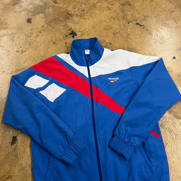 [정품/XL] 리복 올드스쿨 바람막이 블루 레드 b16