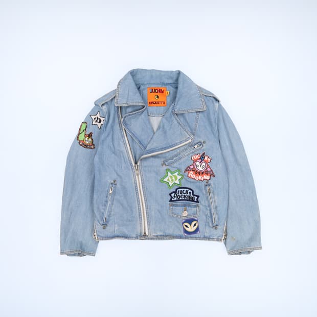 [Free] 럭키슈에뜨 패치로고 데님 라이더 청자켓 N7080