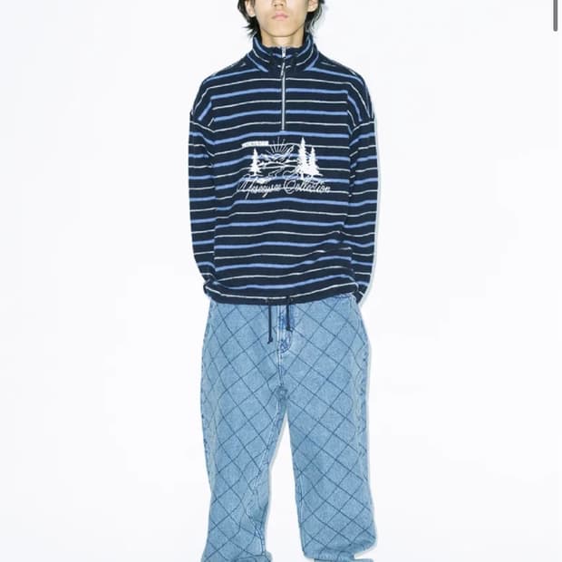 예스아이씨 스트라이프 하프집업 아노락