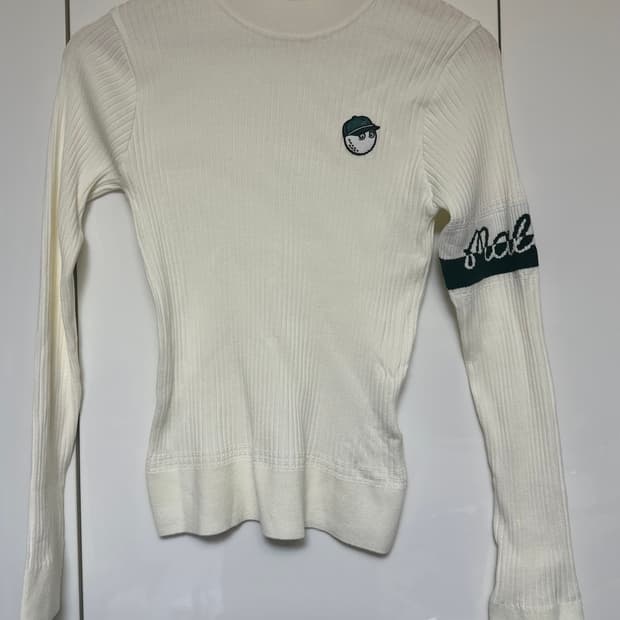 말본 골프 화이트 리브 니트 긴팔티 정품