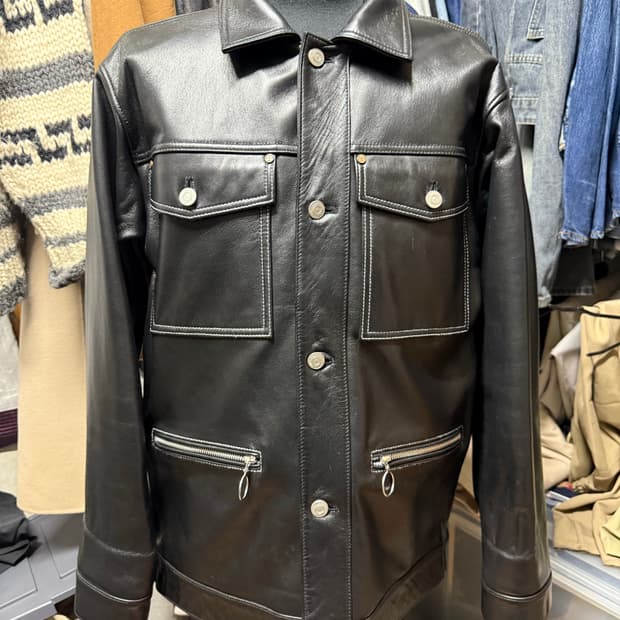 [S] 앤더슨벨 브라이언 레더 트러커 자켓