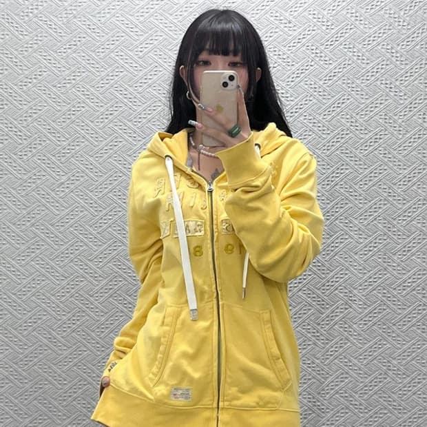 타미힐피거 Y2K 레트로 00's 키치 레몬맛 후드집업 L C12588