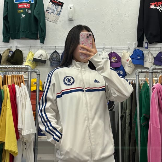 아디다스 첼시 흰파 화이트블루 트랙탑 져지 M