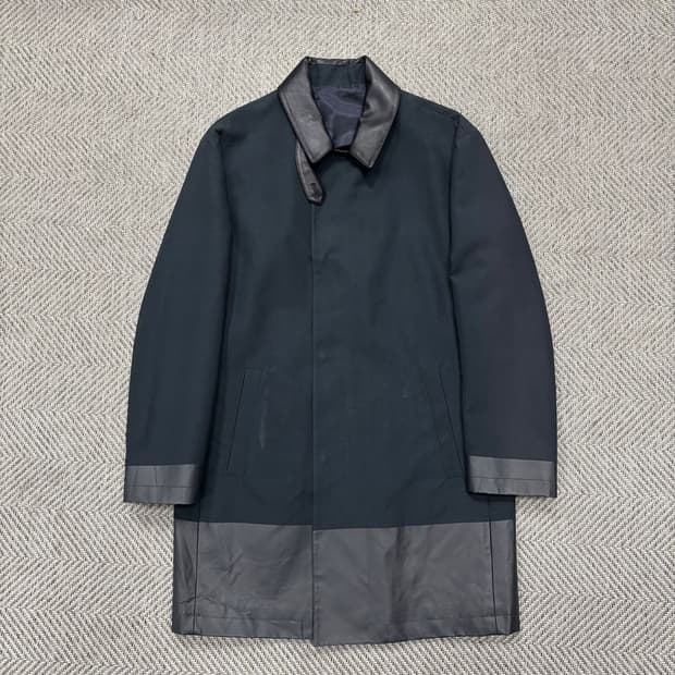 시스템 가죽 배색 하프 코트 v0253