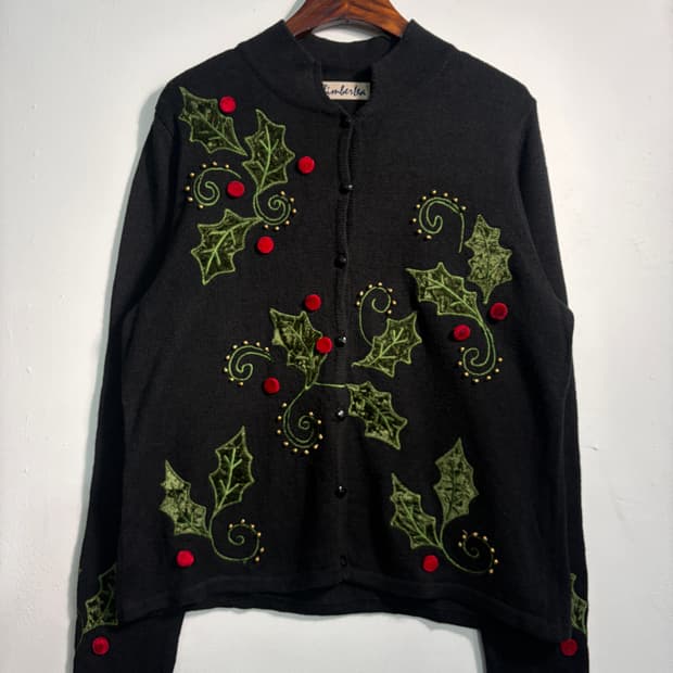 U.S.A. 크리스마스 리스 가디건 L 어글리니트 