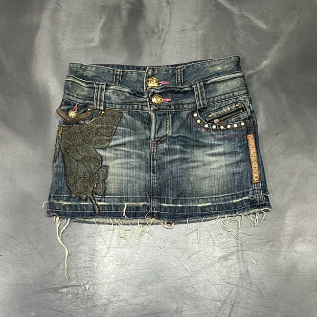  y2k 펑크 레이어드 큐빅 데님 스커트 y16078