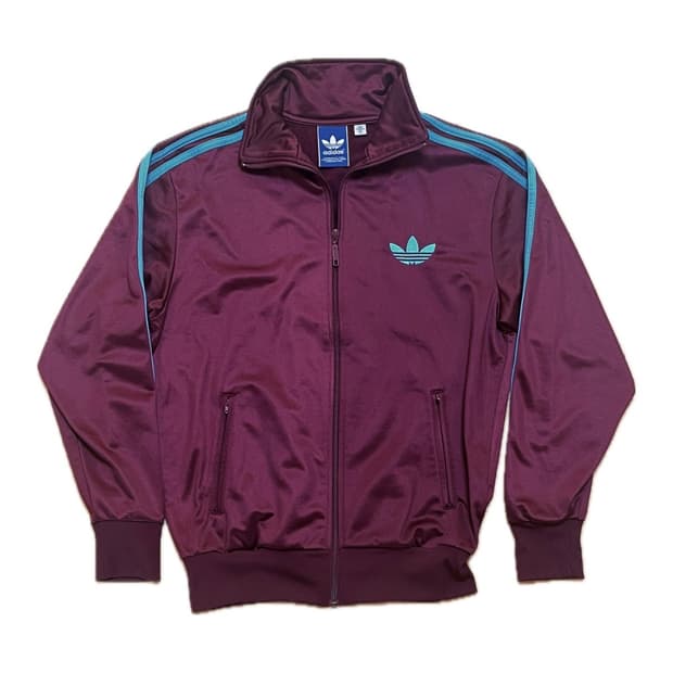 아디다스 트랙탑 / 와인+스카이블루 / 95