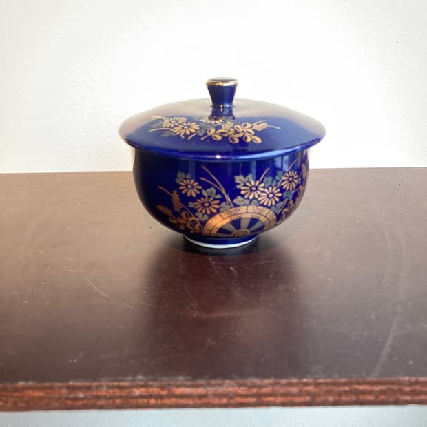 Cobalt Blue Gold Floral Bowl 코발트 블루 금채 