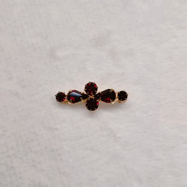 영국 오리지널 빈티지 골든 레드 브로치