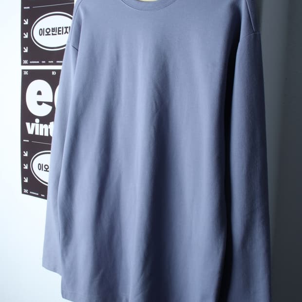 (L-2XL) 트릴리온 긴팔티셔츠 블루 무지 올드스쿨-H32955