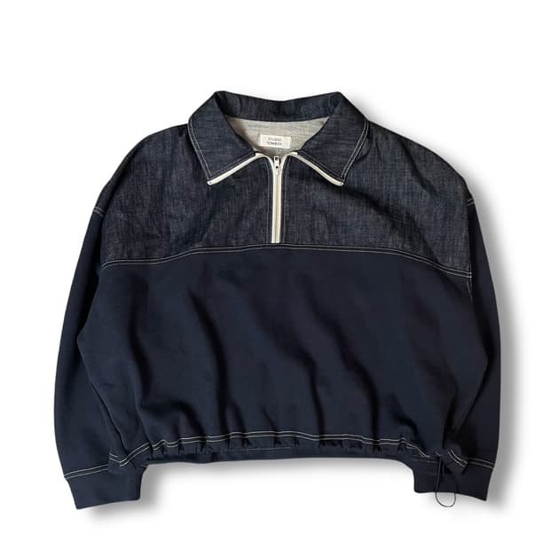 스튜디오톰보이 반집업 데님 맨투맨