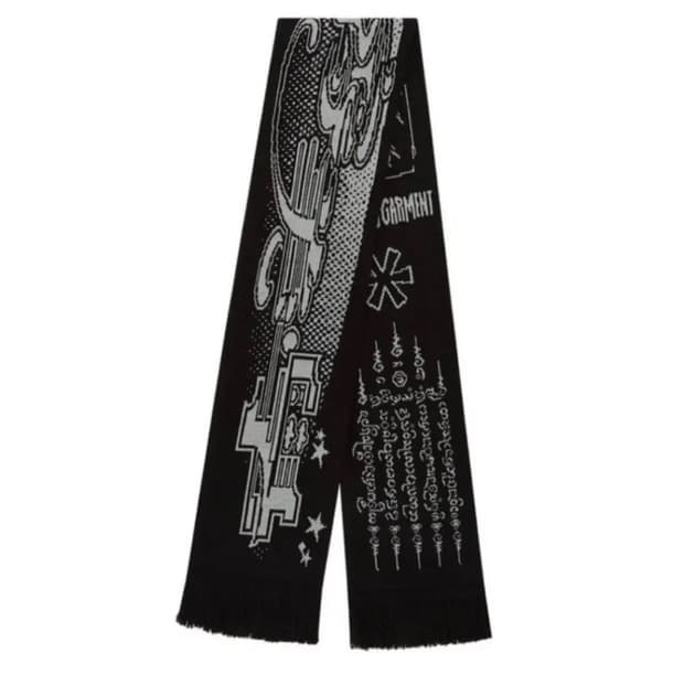 카시코 자카드 니트 스카프 블랙 카리나