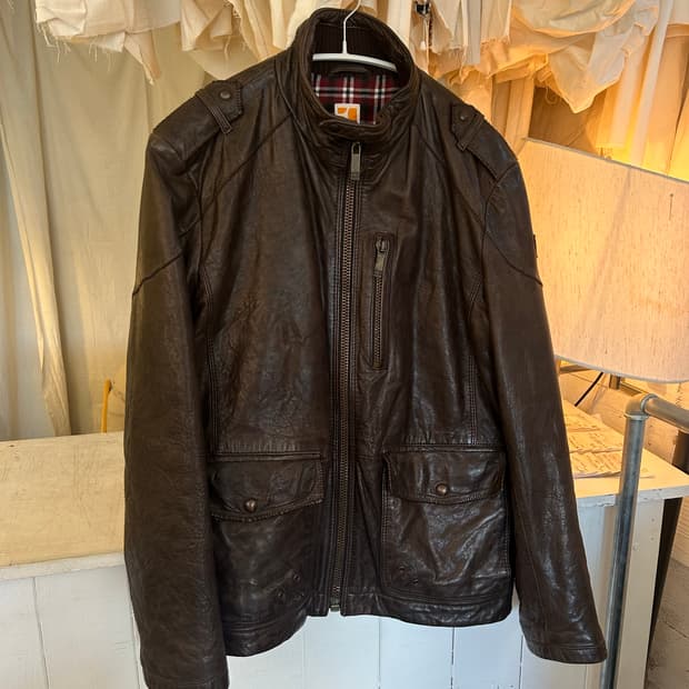 Hugo Boss orenge 레더자켓