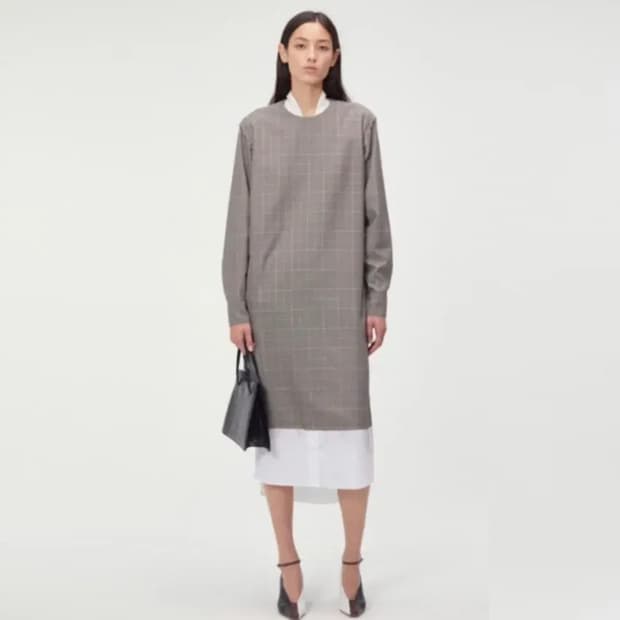 렉토(RECTO) 셔츠 레이어드 체크원피스 55-66