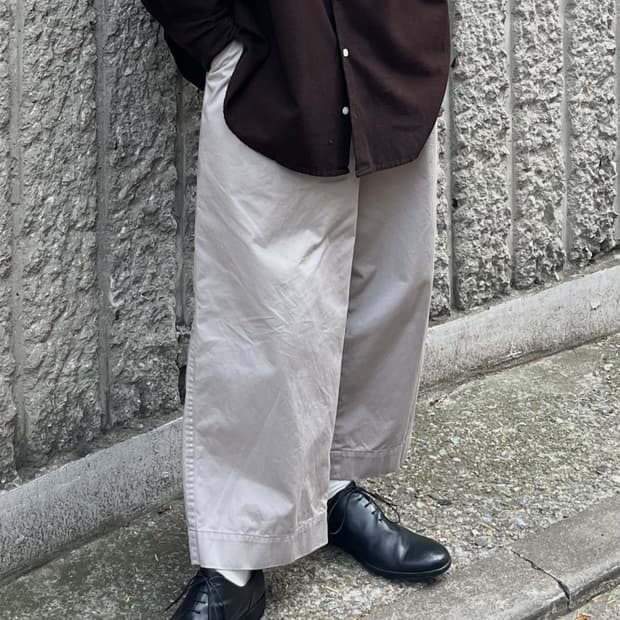 [M] 이얼즈어고 Y-959 오키야마 원턱 와이드 데님 에크루