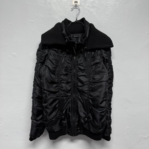 Y2K 셔링 디테일 하이넥 자켓