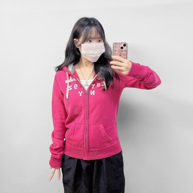 아베크롬비 스펠 로고 후드집업 핑크
