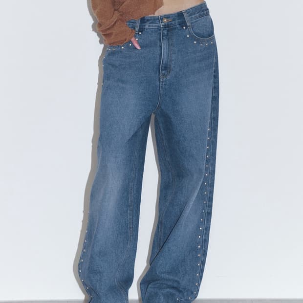 폴리수엠 studded washed jeans 