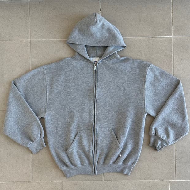00s 빈티지 러셀 후드집업 그레이 L
