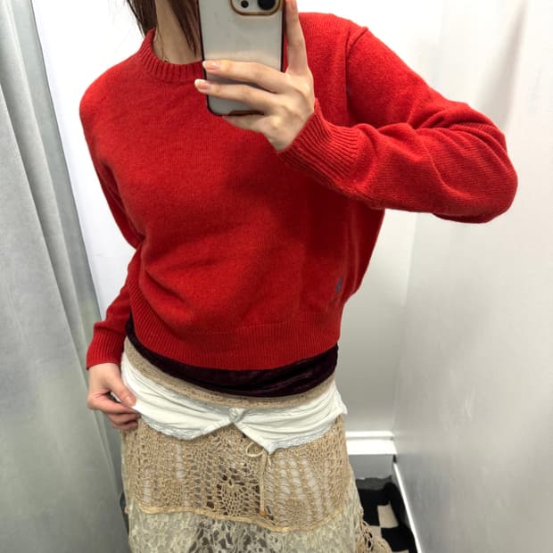 폴로 레드 니트