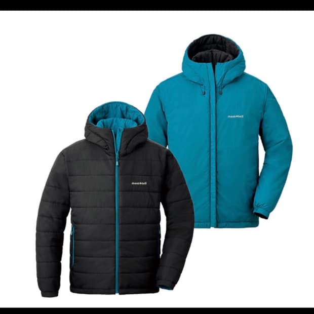 [L] 몽벨 써마랜드 리버시블 경량패딩 건메탈x블루사파이어 색상