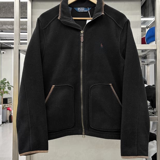 폴로 랄프 로렌 00s 폴라텍 플리스 헤링턴 자켓 블랙