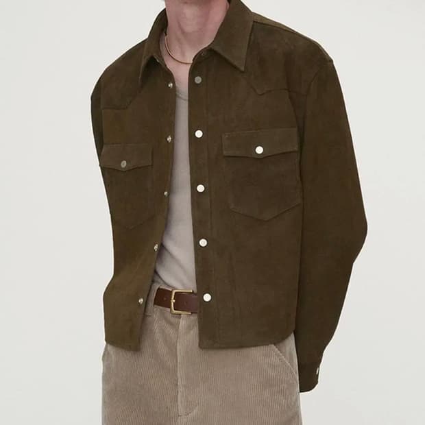 토니웩 스웨이드 크롭 웨스턴 자켓 올리브 브라운 (L)