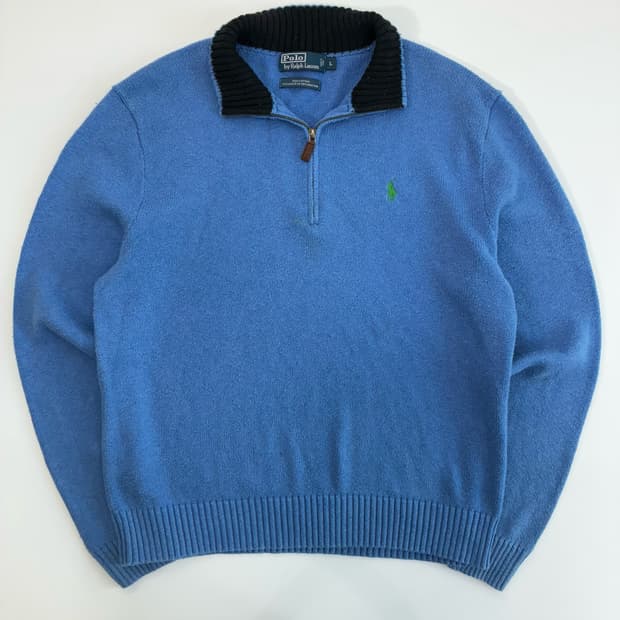 Polo  폴로 랄프로렌 자수 코튼 반집업 니트  