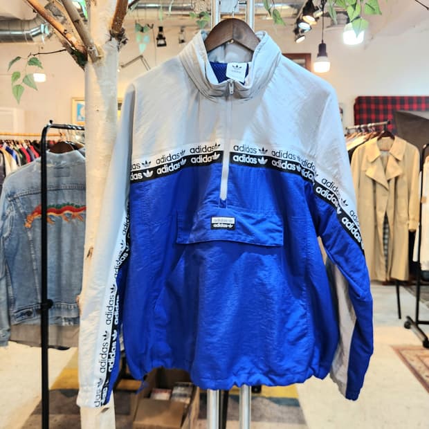 아디다스 나일론 레터링 아노락 바람막이