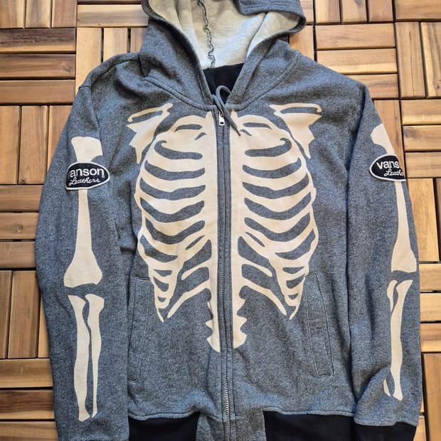 Vanson 밴슨 본 스켈레톤 레어이드 후드집업