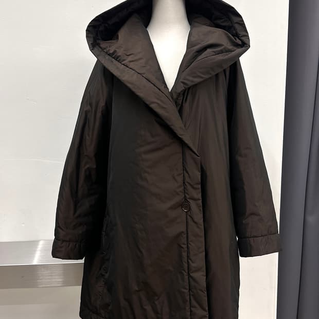 막스마라 브라운 후드 오버사이즈 패딩 코트 