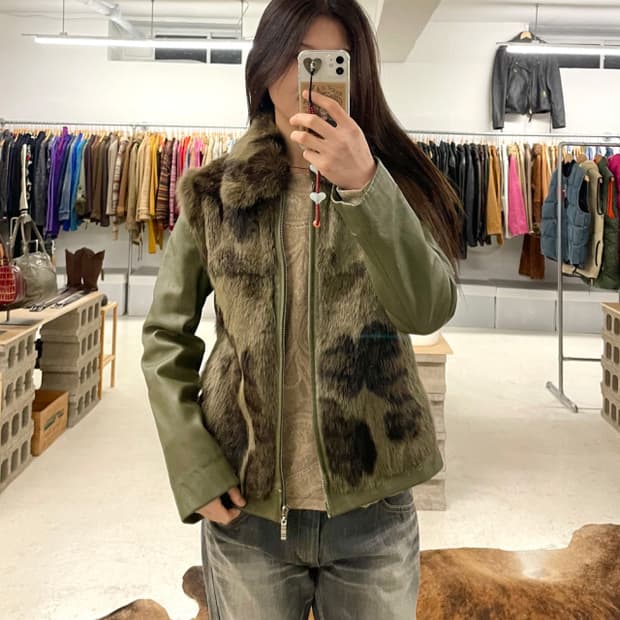 VTG leather grizzly Jacket 그리즐리 퍼 자켓