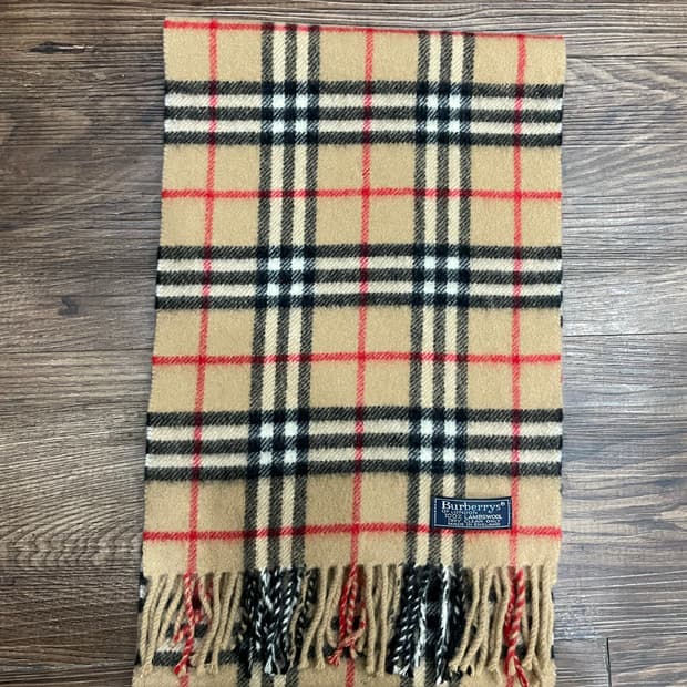 버버리 램스울 노바체크 쁘띠 머플러 목도리 베이지