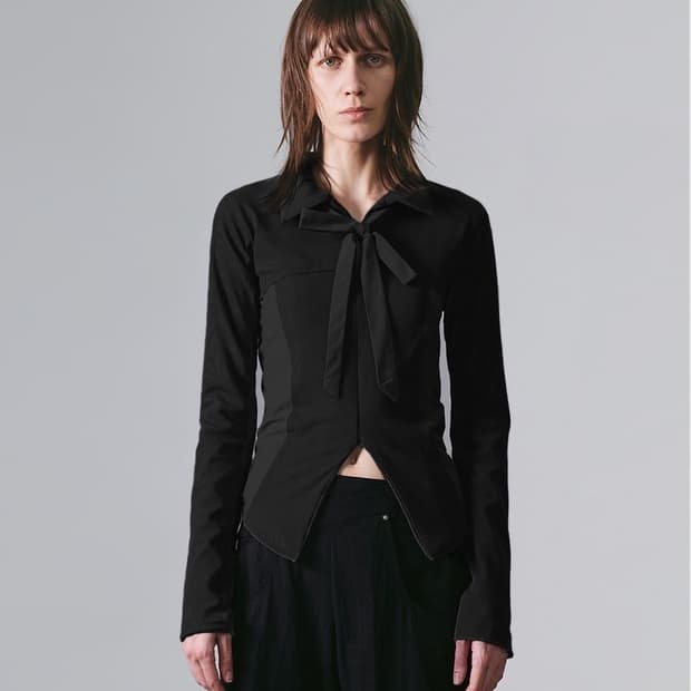 TIE JERSEY SHIRT ZIP-UP BLACK