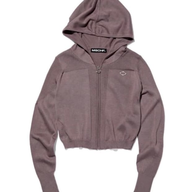 미스치프 롬버스 니트 후드집업 로즈브라운 M