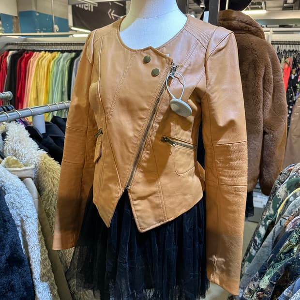 VINTAGE 브라운베이지 라이더자켓