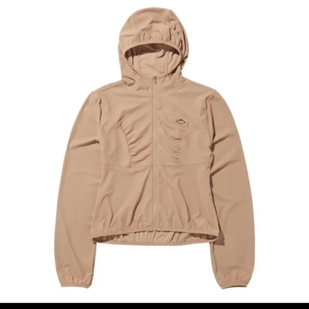 미스치프 후드 와플 집업 베이지