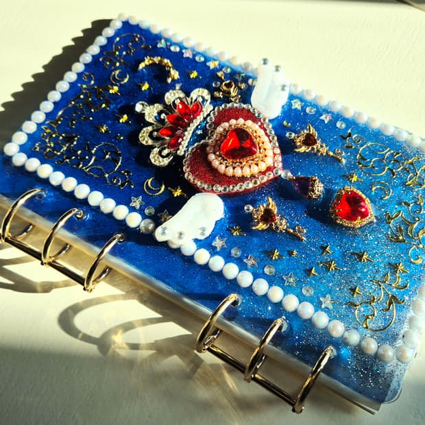 핸드메이드 )마법소녀풍 밤하늘의사랑의천사 레진다이어리