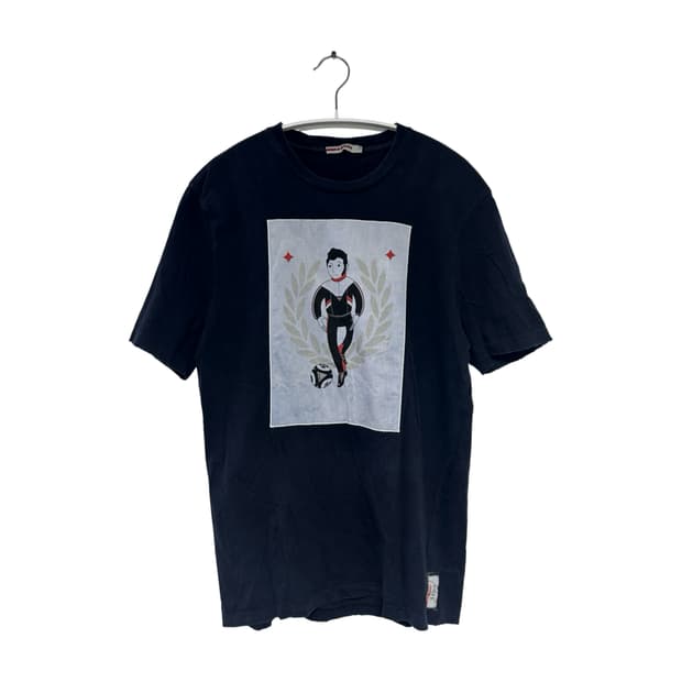 프라다 사커 카드 프린트 저지 티셔츠