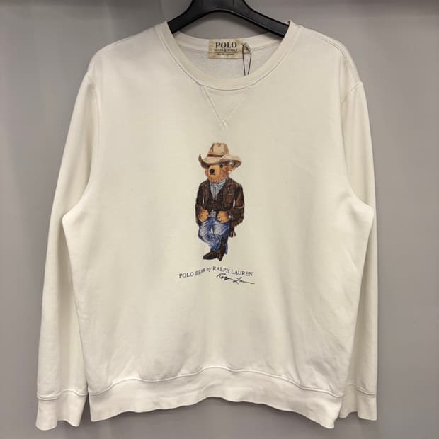 폴로 데님엔서플라이 베어 화이트 스웻셔츠 L
